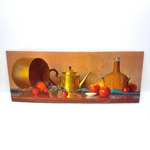 Vintage Robert Hunter Still Life MCM Vibrant Art Board Lithograph Print 15"x6"
